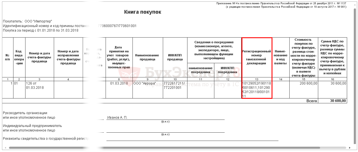 Номер гтд в счете-фактуре при перепродаже