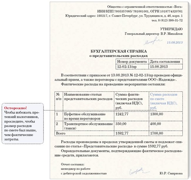 Как правильно оформить представительские расходы в организации - умный бухгалтер