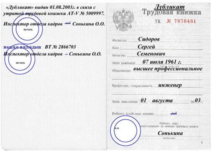 Как оформить дубликат трудовой книжки (наглядные примеры)