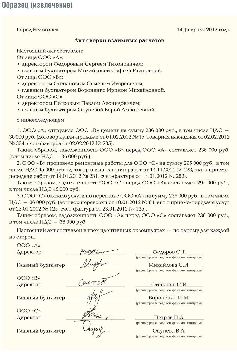 Что такое акт взаимозачета: зачем нужен, как правильно заполнять, образец