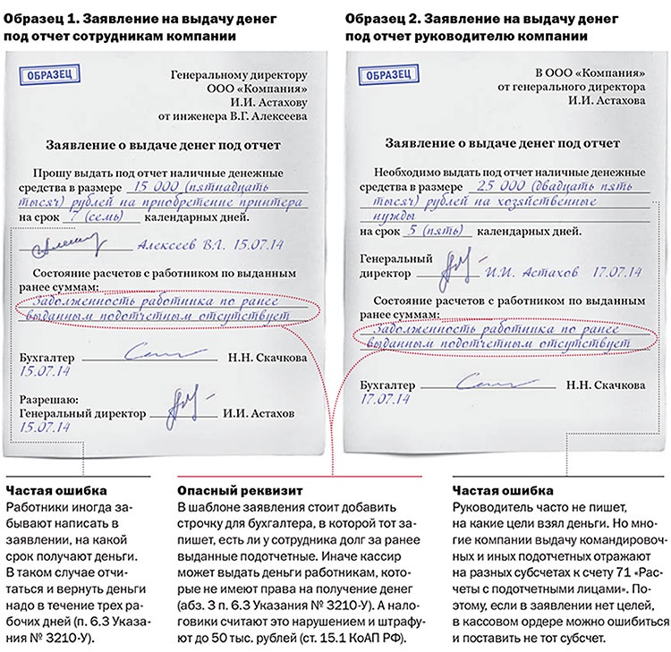 Как выдать деньги под отчет