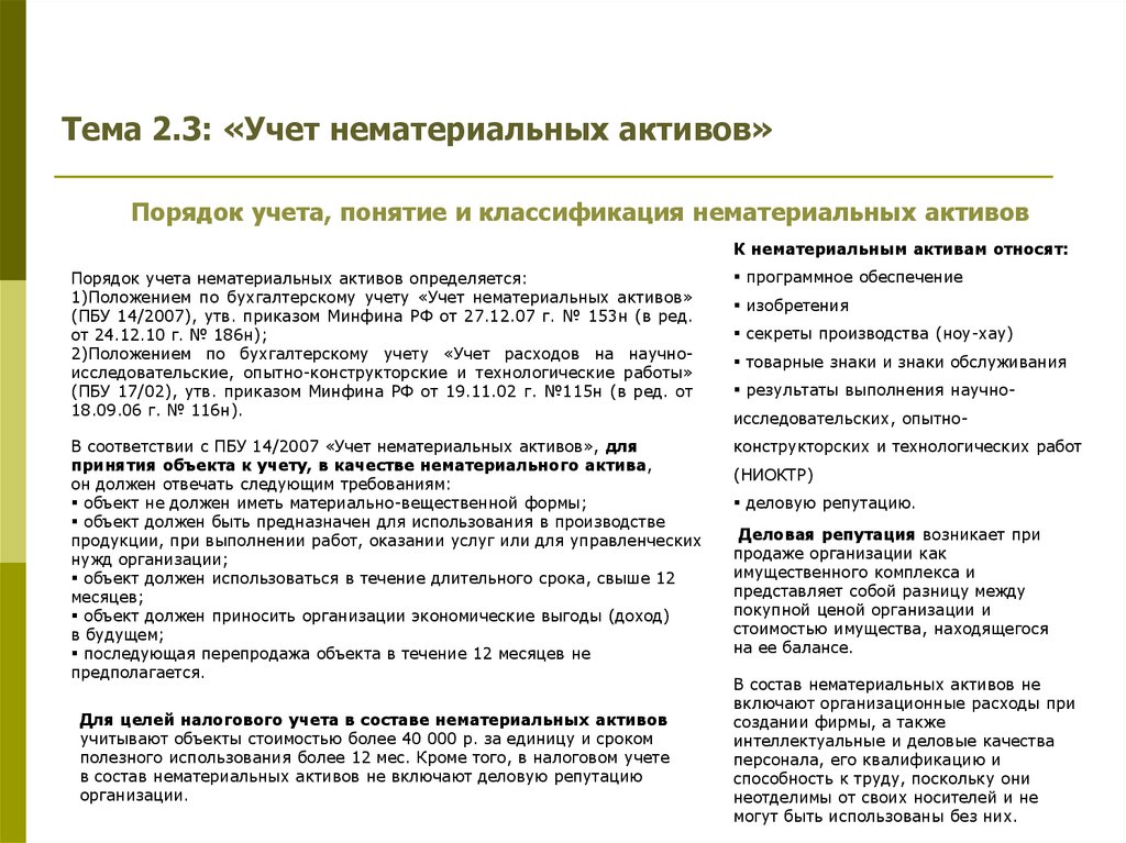 Вступил в силу новый стандарт бухучёта фсбу 14/2022 "нематериальные активы"