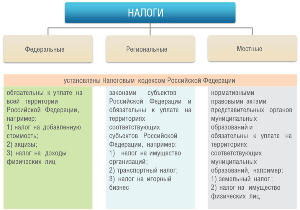 Какие федеральные, региональные и местные налоги действуют в россии