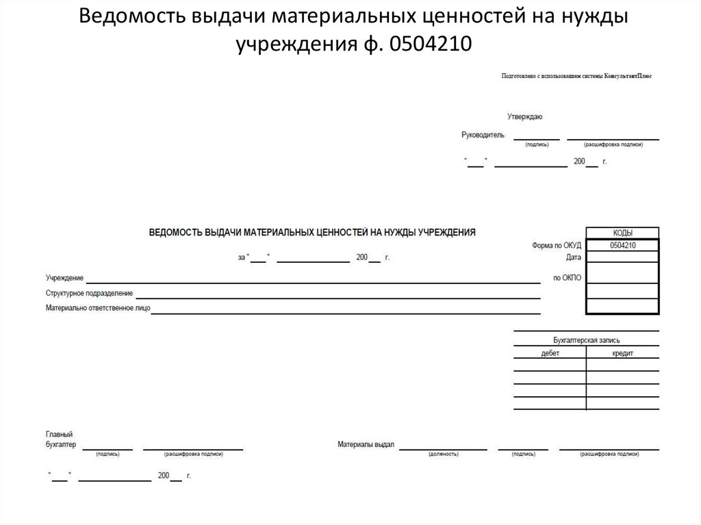 Новые формы первичных документов