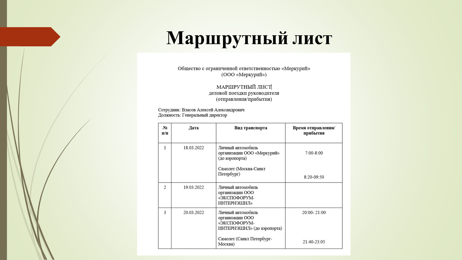 Маршрутный лист водителя, торгового представителя: образец и бланк бесплатно