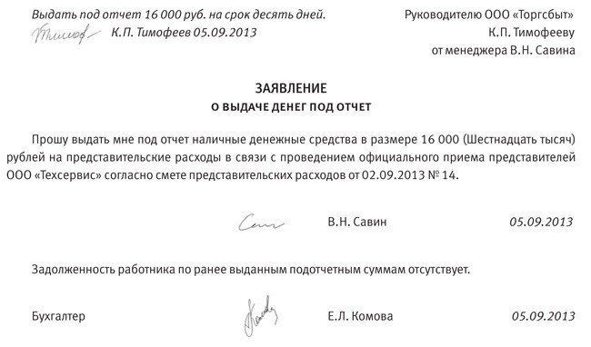 Составляем заявление на подотчет - образец 2020 г - nalog-nalog.ru