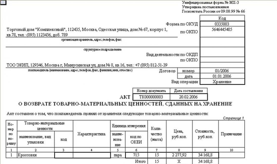 Акт приема-передачи тмц бланк скачать бесплатно