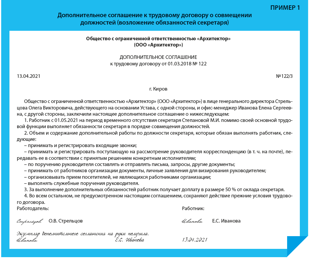 Возложение допобязанностей на работника без доплаты - юридический советникъ