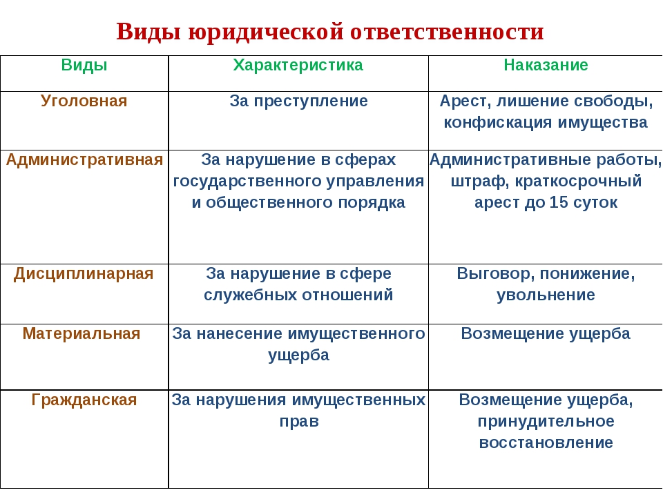 Виды юридической ответственности с примерами: основные принципы и практическое применение | портал водохозяйственных учреждений республики крым