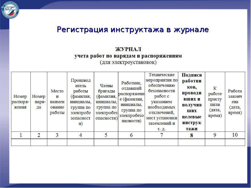 Образцы заполнения журналов по от и пб