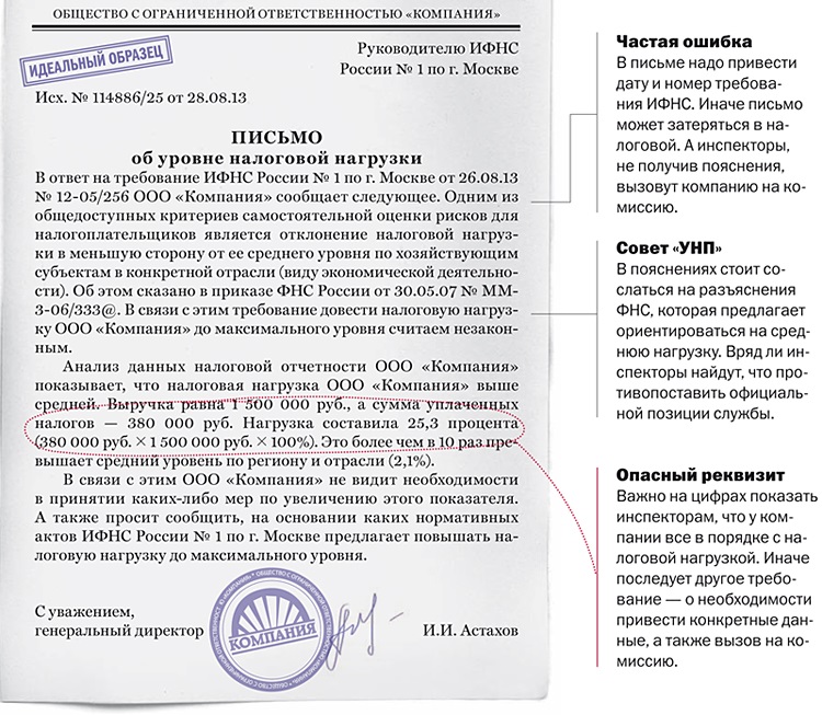 Образец ответа на требование налоговой о предоставлении пояснений