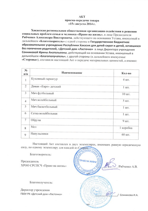Акт приёма-передачи материальных ценностей: образец простой, как заполнить, скачать бланк