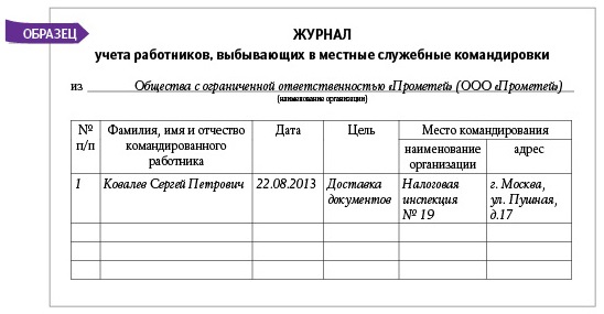 Журнал регистрации командировок образец бланк - бизнес статьи