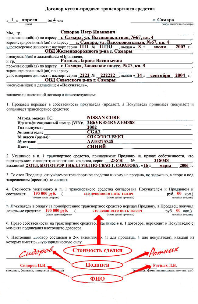 Договор купли-продажи транспортного средства (автомобиля) 2023 года: скачайте образец бланка для заполнения в word, pdf