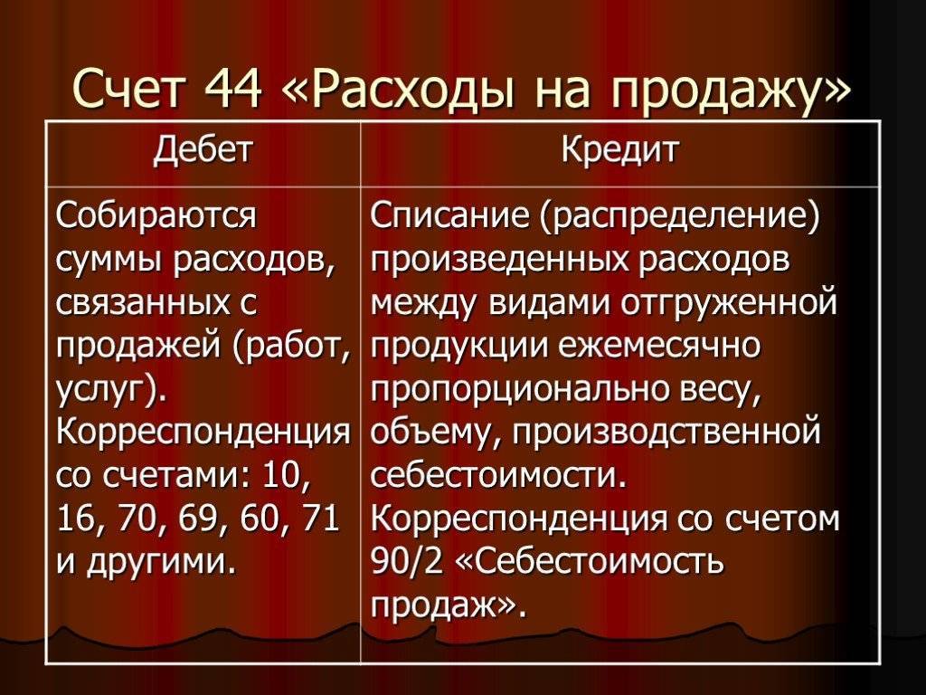 Счет 44 бухгалтерского учета - главный бухгалтер