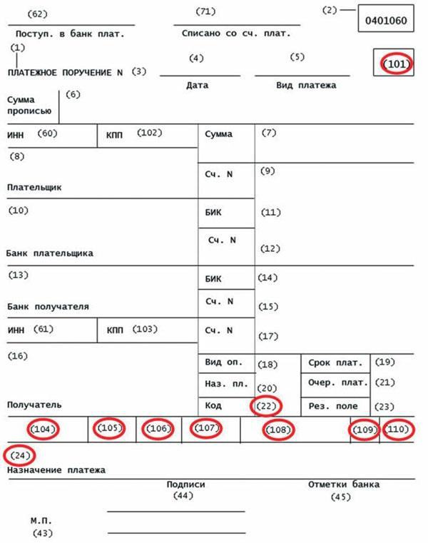 Платежное поручение 2024, поля, заполнение банку, код, счет и статус