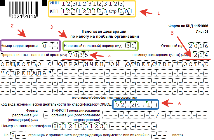 Декларация по налогу на прибыль организаций за 2022 год и в 2023 году (за 1,2,3 и 4 квартал) образец заполнения, скачать бланк