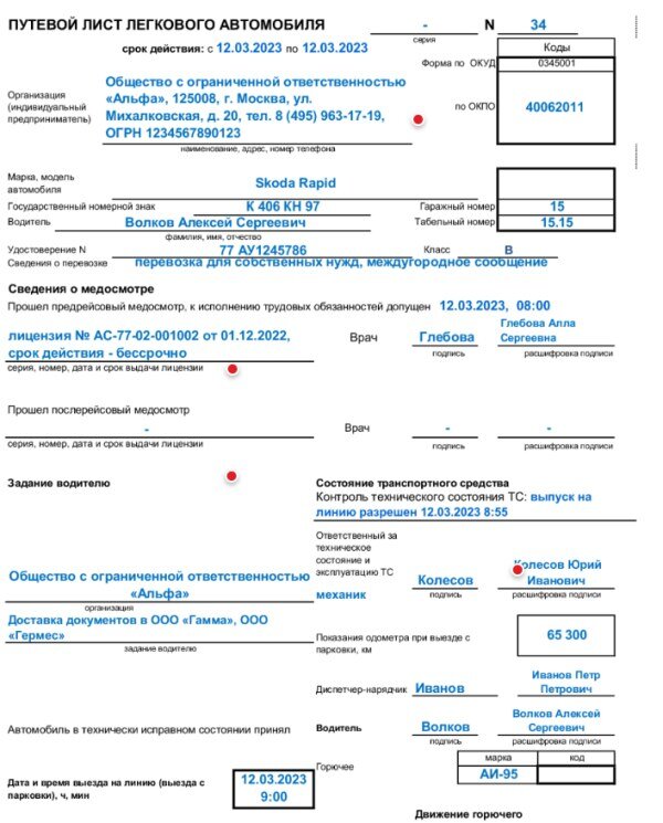 Все о путевых листах: образцы и правила заполнения